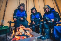 Having a great time around the fire...