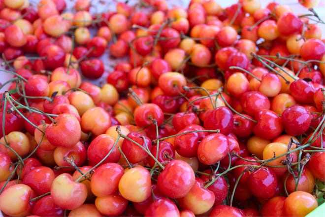 Cherries at a farm stand