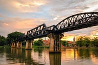 The view of the bridge during the sunset