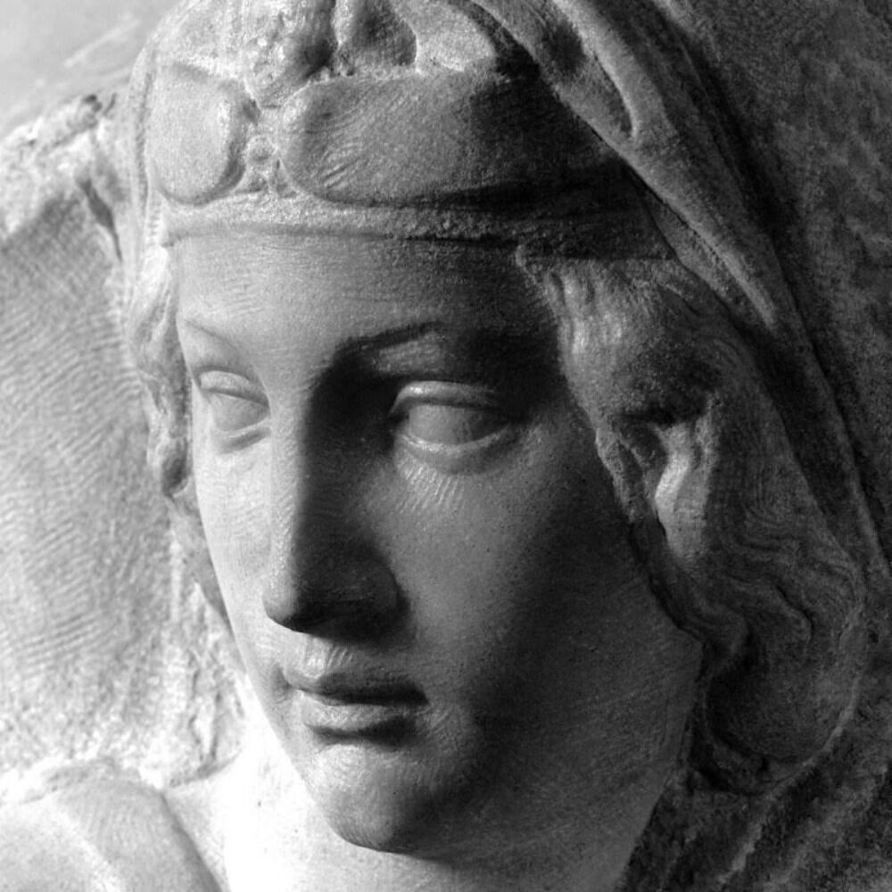 Close-up of a marble sculpture at the Bargello Museum