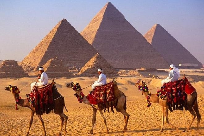 pyramids of giza, sphinx, camel ride