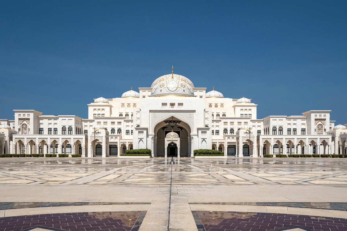 Qasr Al Watan palace in Abu Dhabi with its grand architecture
