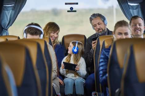 People in the reykjavik sightseeing tour bus