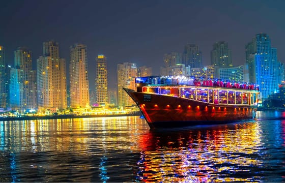 Burj Khalifa 124/125th floor visit, Dubai Mall shopping tour & Marina Dhow Cruise Dinner with Private Roundtrip Transfer