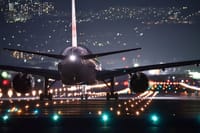 plane landing at night