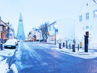 Snowy streets of Reykjavík