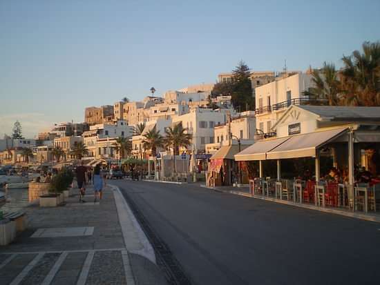 Naxos town marina when you arrive back in the early evening