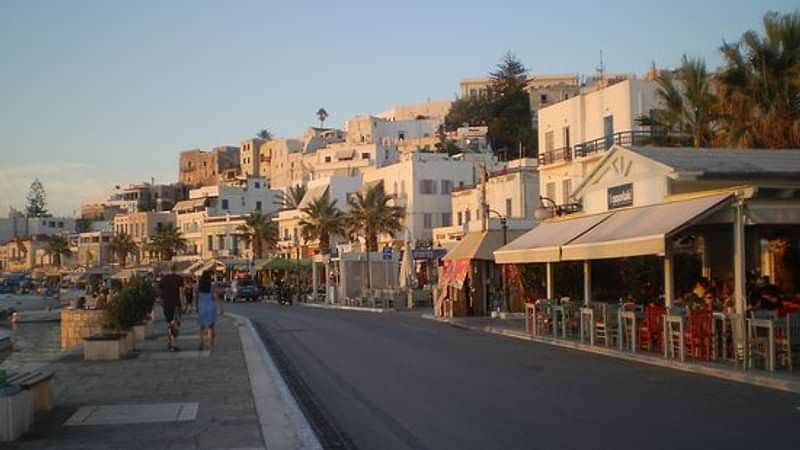 Naxos town marina when you arrive back in the early evening