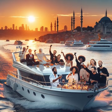 Bosphorus Sunset Yacht Cruise with Snacks and Refreshment