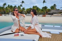 Sunbathe and socialize on the spacious luxury yacht deck with Saona Island as your backdrop.