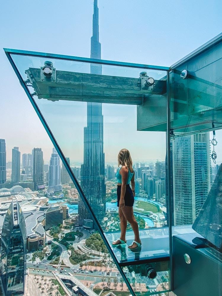 Dubai: Sky Views Observatory 360° vistas from 219.5 meters above Downtown Dubai.