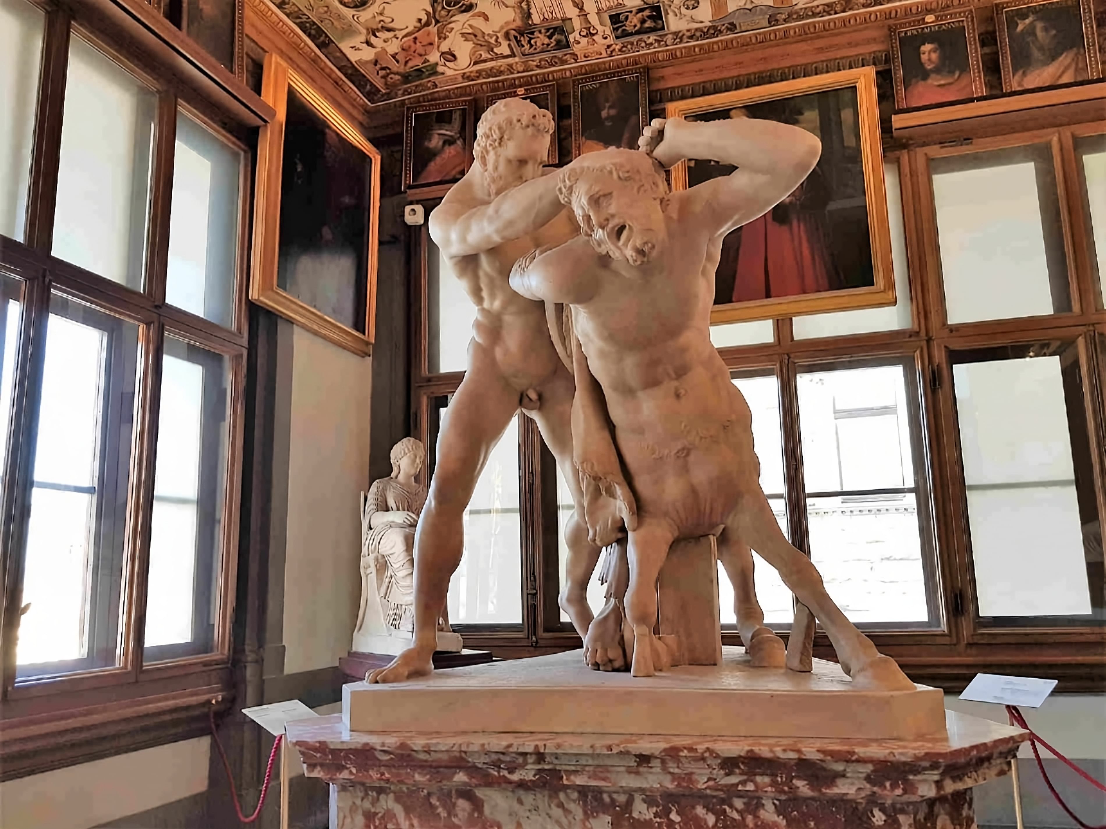 The sculpture of Hercules and the Centaur Nesso displayed in the Uffizi Gallery 