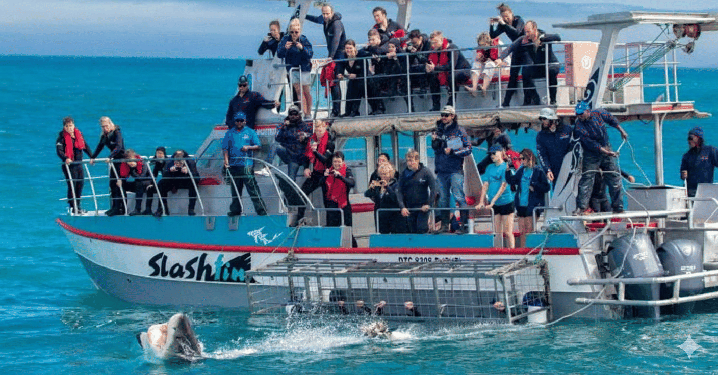 Shark cage diving adventure. Cape Town. Guided
