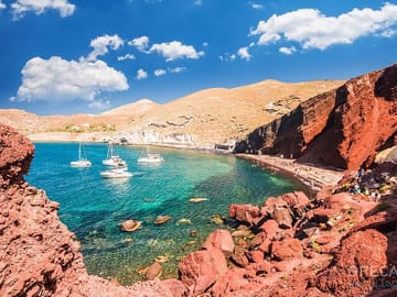 Red beach, a unique place where the red cliffs meet the turquoise waters and create an amazing sight.