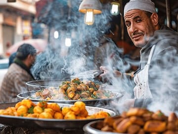 Chef preparing Moroccan street food