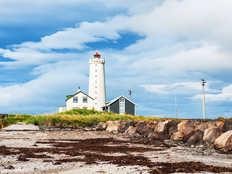 A picture of the Grótta Lighthouse by Seltjarnes, close to Reykjavik