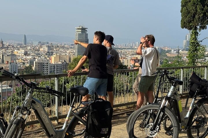 Riders on the Montjuïc e-bike tour in Barcelona