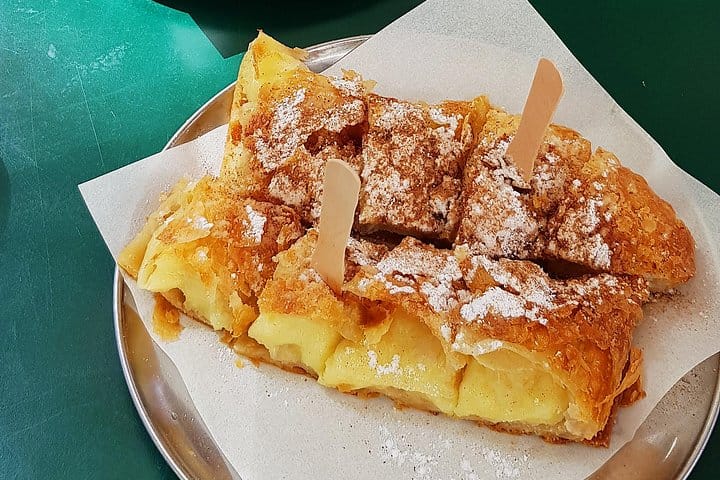 Sweet bougatsa with sugar and cinammon