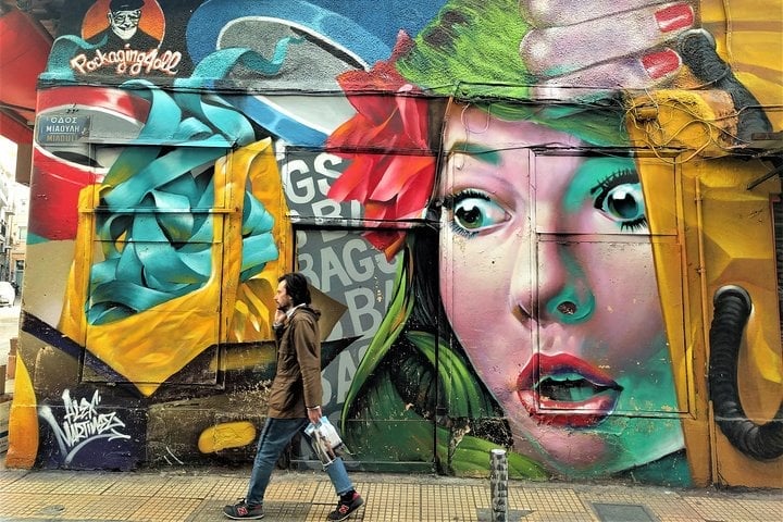 Colourful street art on an Athens wall