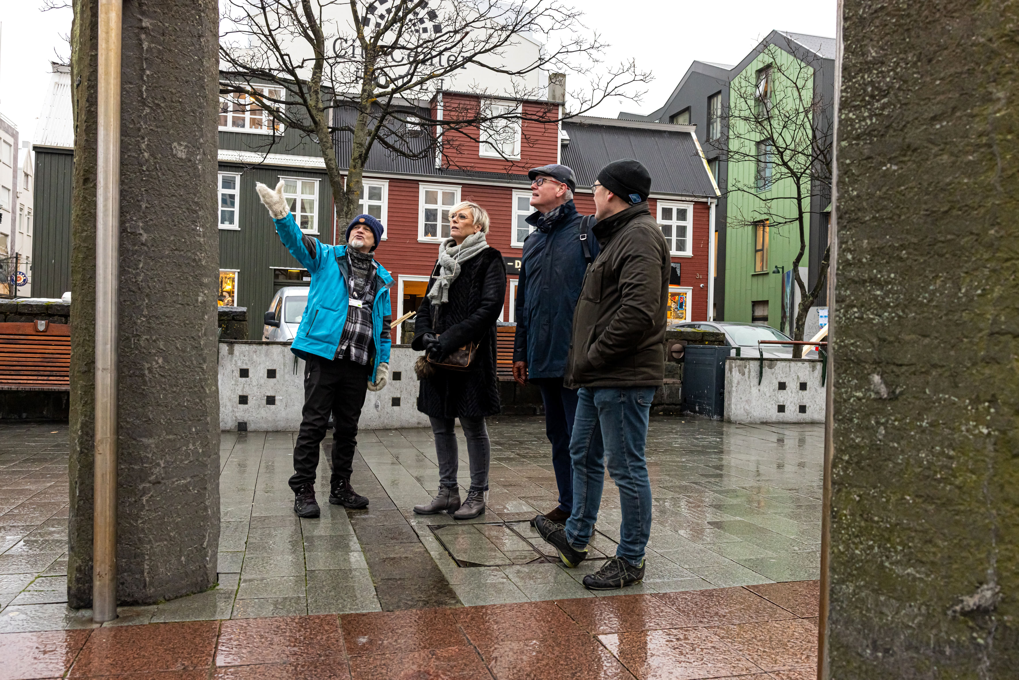 A guide from Your Friend in Reykjavik showing the stone statues at Ingolfur Square