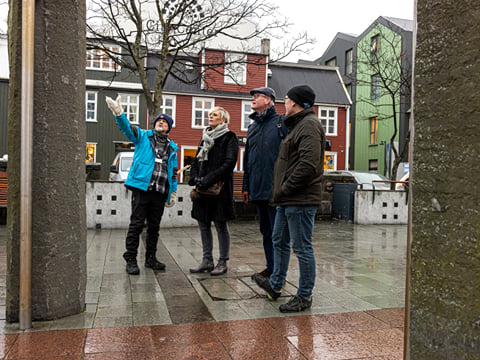 A guide from Your Friend in Reykjavik showing the stone statues at Ingolfur Square