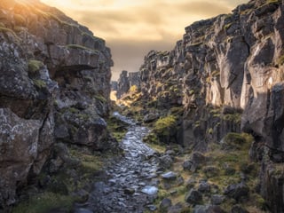 Rugged canyon and rocky landscape in Iceland