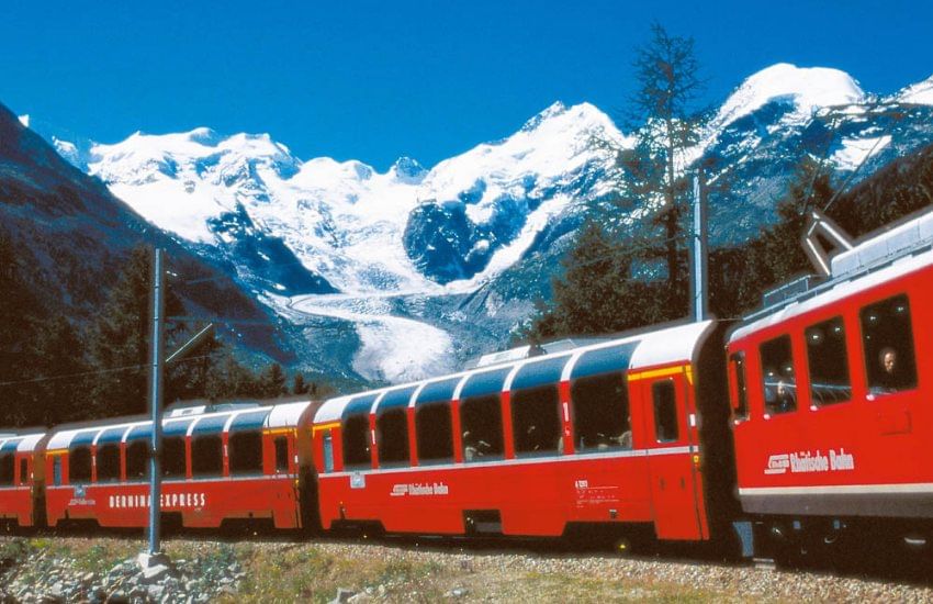 Swiss Alps Bernina Red Train & St. Moritz – Full Day Trip from Milan