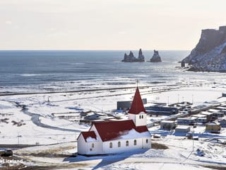 Vik village in snow
