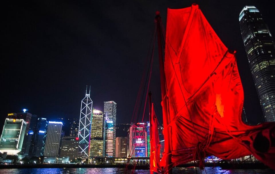 Antique Junk Boat Tour in Victoria Harbour, Hong Kong