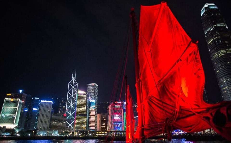 Antique Junk Boat Tour in Victoria Harbour, Hong Kong
