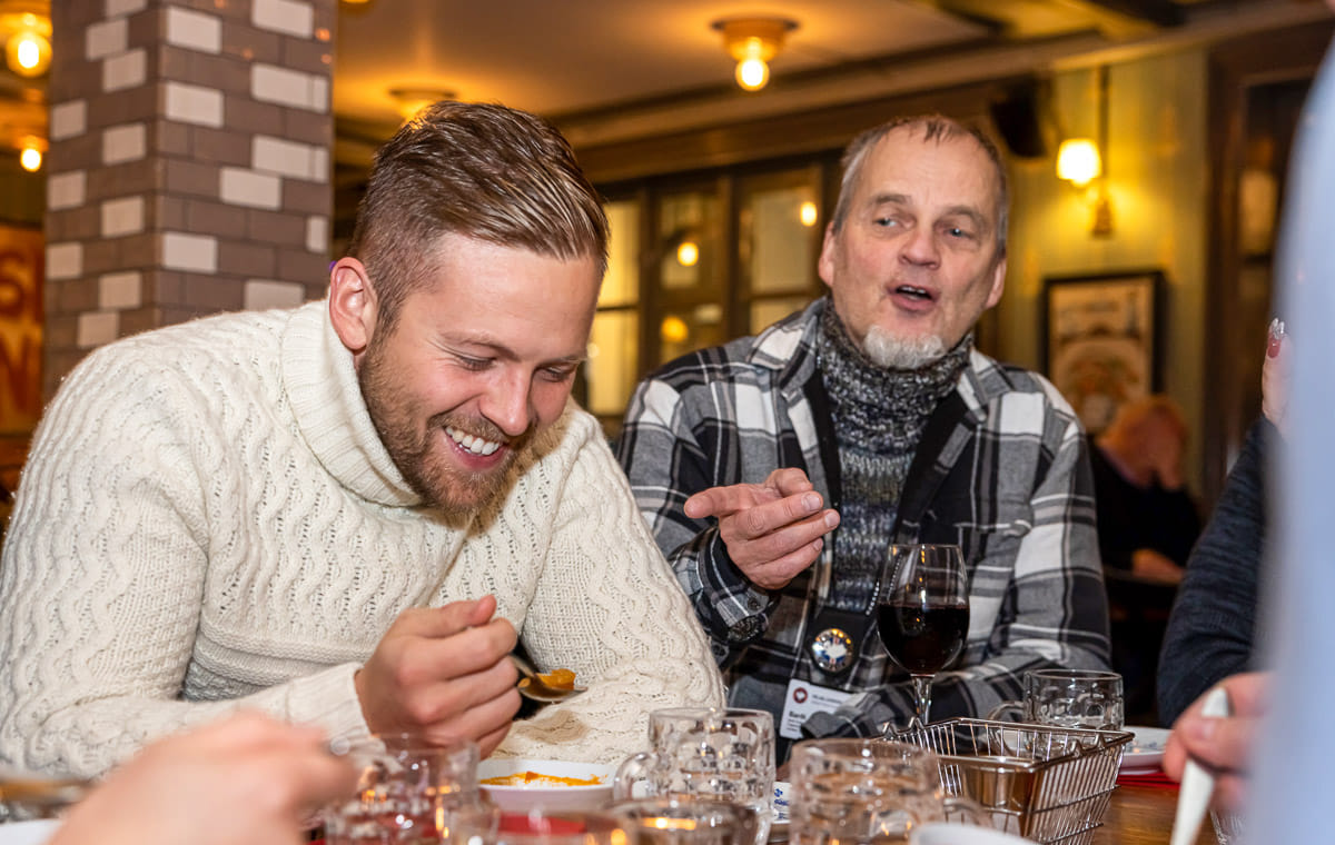 Guests enjoying Icelandic Lamb Soup