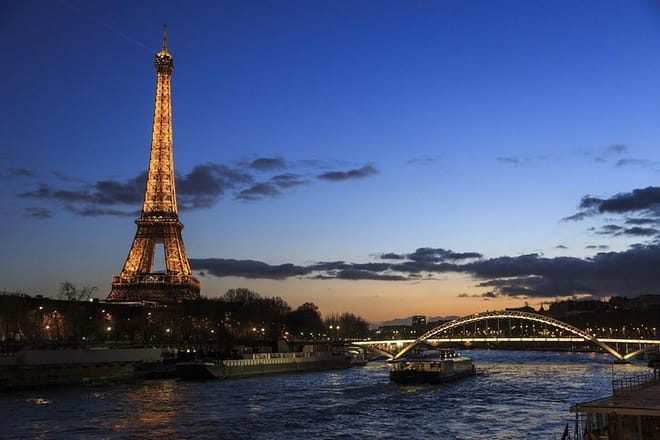Eiffel Tower from the Seine river quay