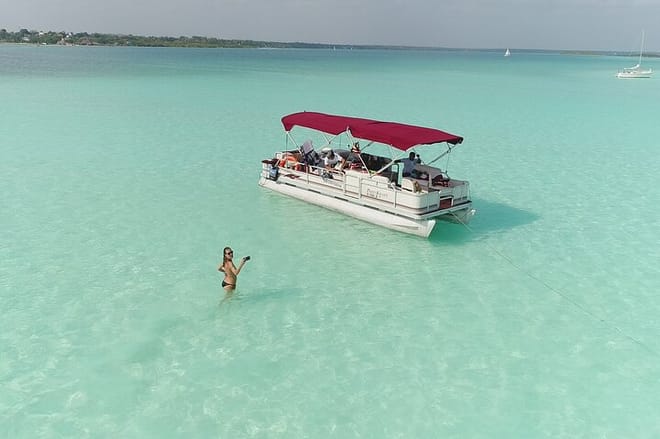 Small Group Bacalar Seven Color Lagoon Boat Tour in Quintana Roo Mexico