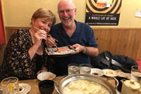 Cooking shabu shabu in an Akabane izakaya.