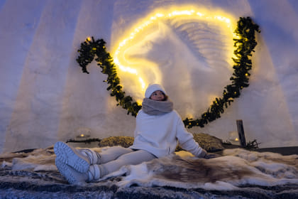 Exotic night in a snow igloo