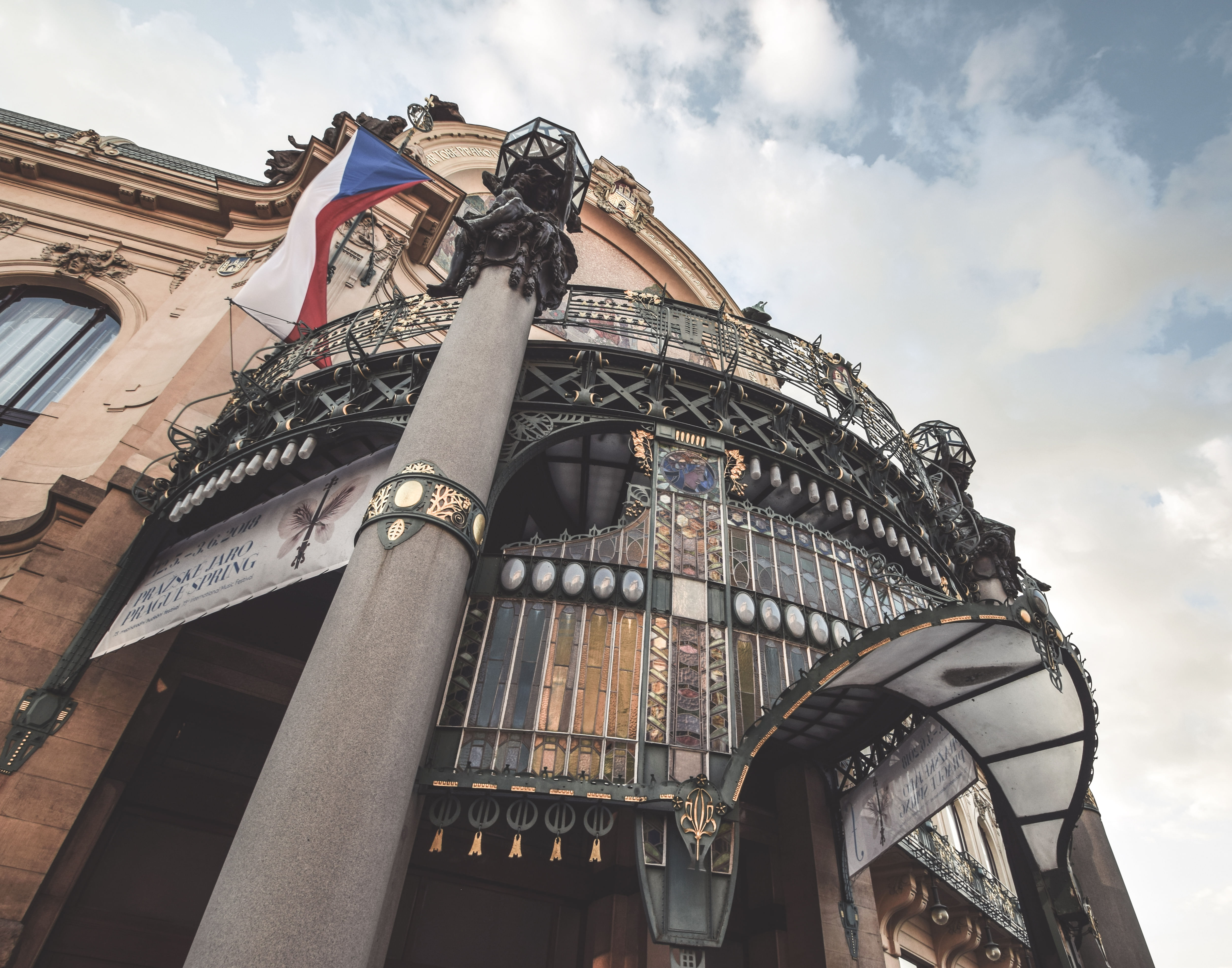 Art Nouveau facade of the Municipal House in Prague