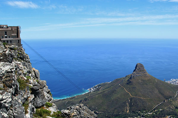 Sweeping panoramic views from Table Mountain embracing Lion’s Head and the Atlantic Ocean.