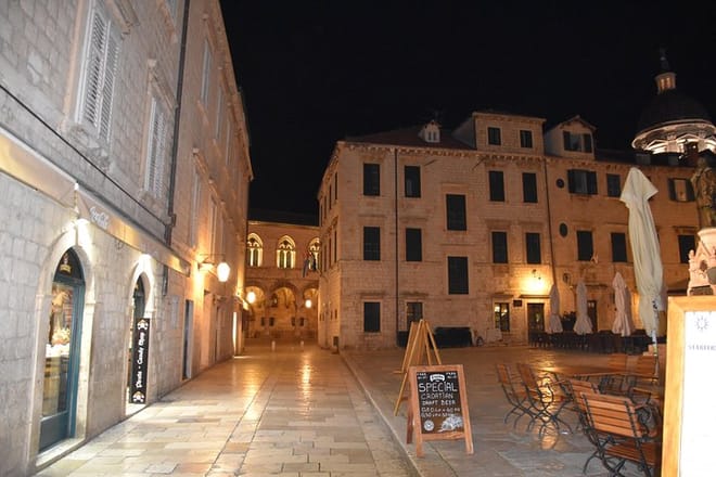 Nocturnal Gundulic Square in the old town Dubrovnik