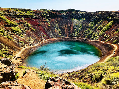 A picture of the Kerið crater located near the Golden Circle in Iceland