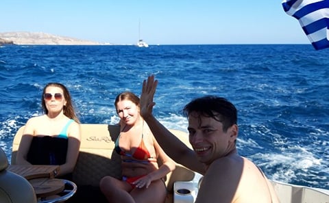 Private Luxury Yacht Cruise around Santorini's Coastline