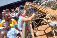 with our exited guest at the giraffe center