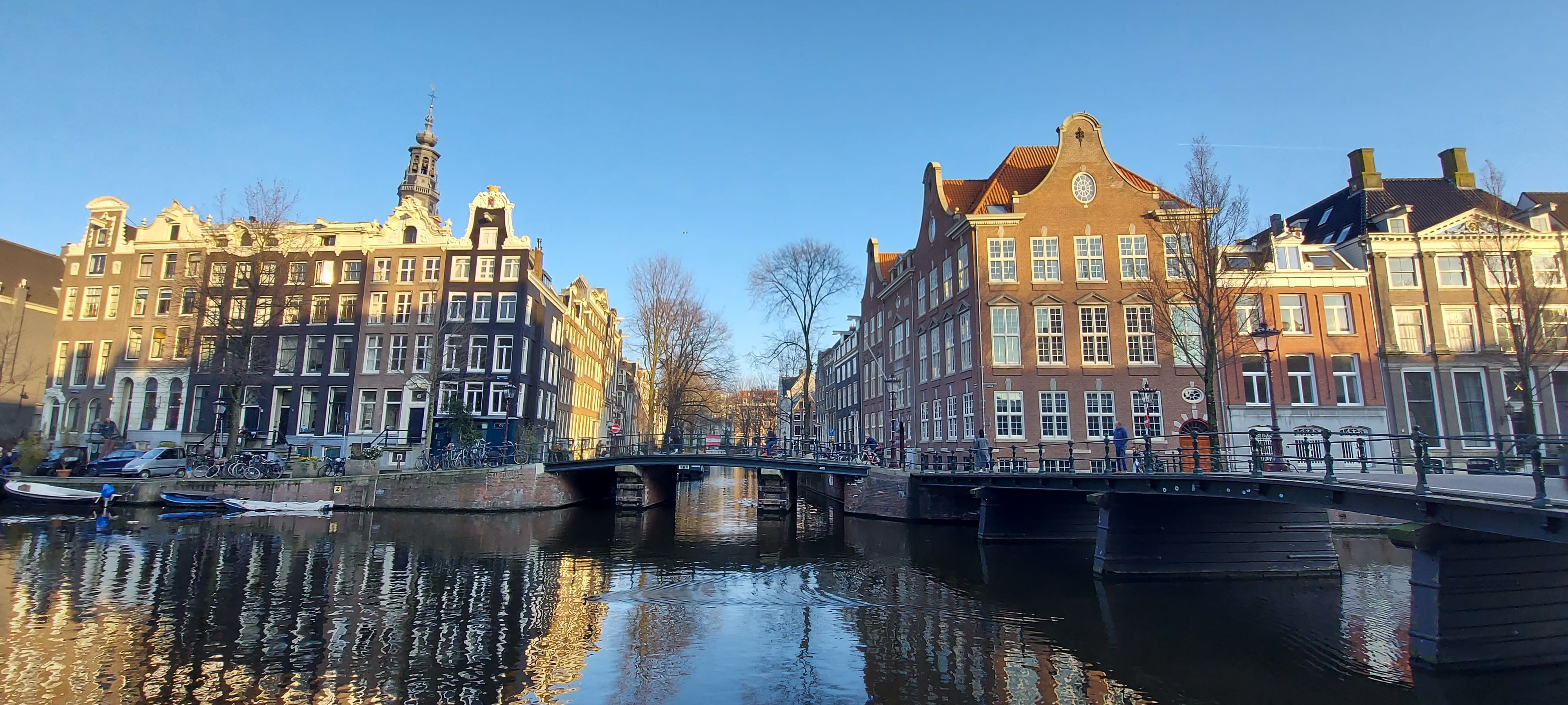 Amsterdam Canals and Houses panorama view