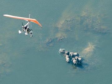 Microlight above the falls Up and close! Photo credit: Dana Allen