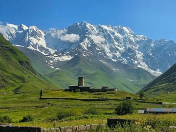view to Shkhara Glacier