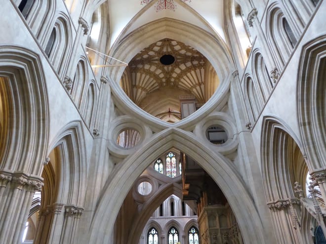 The famous scissor arches inside Wells Cathedral