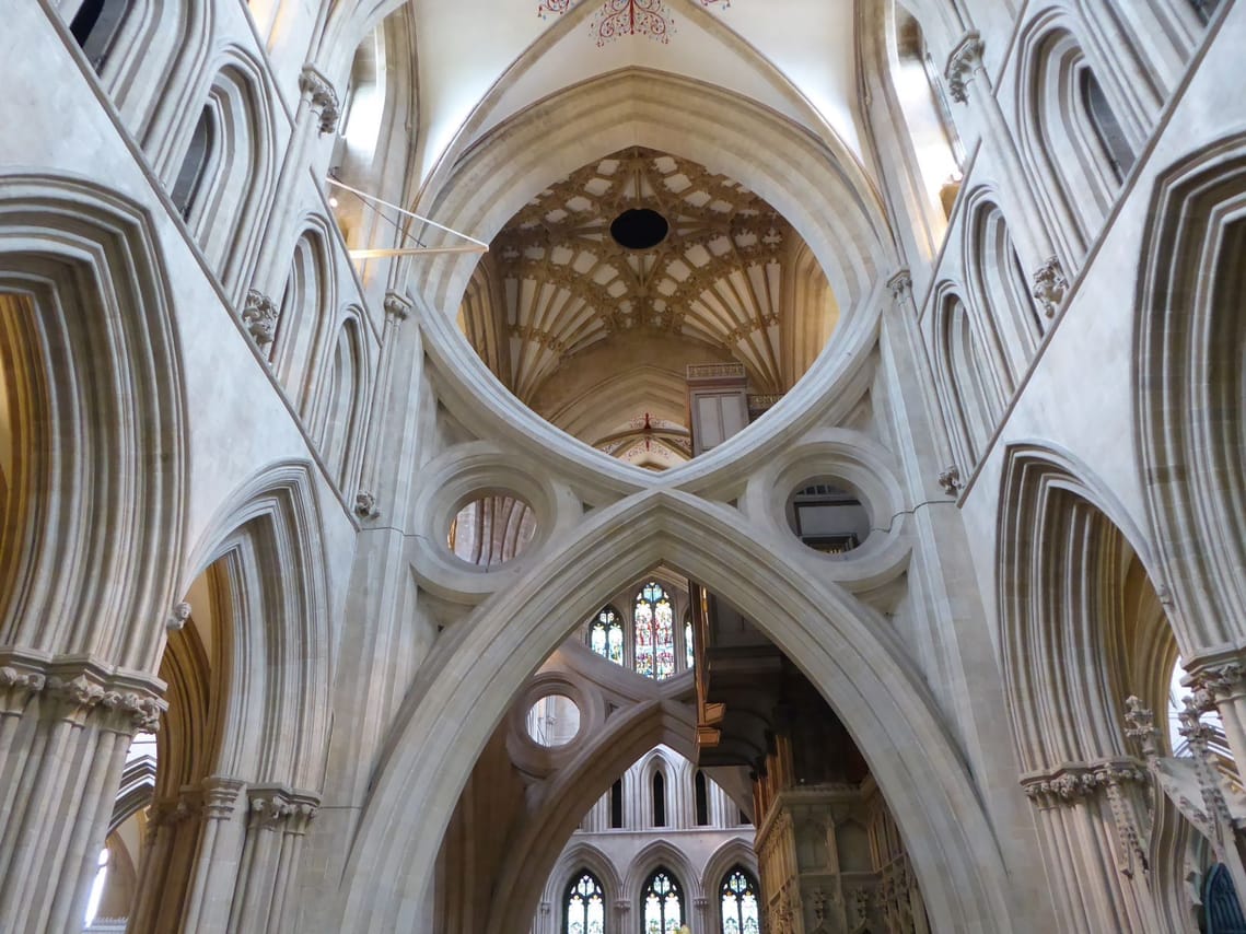 The famous scissor arches inside Wells Cathedral