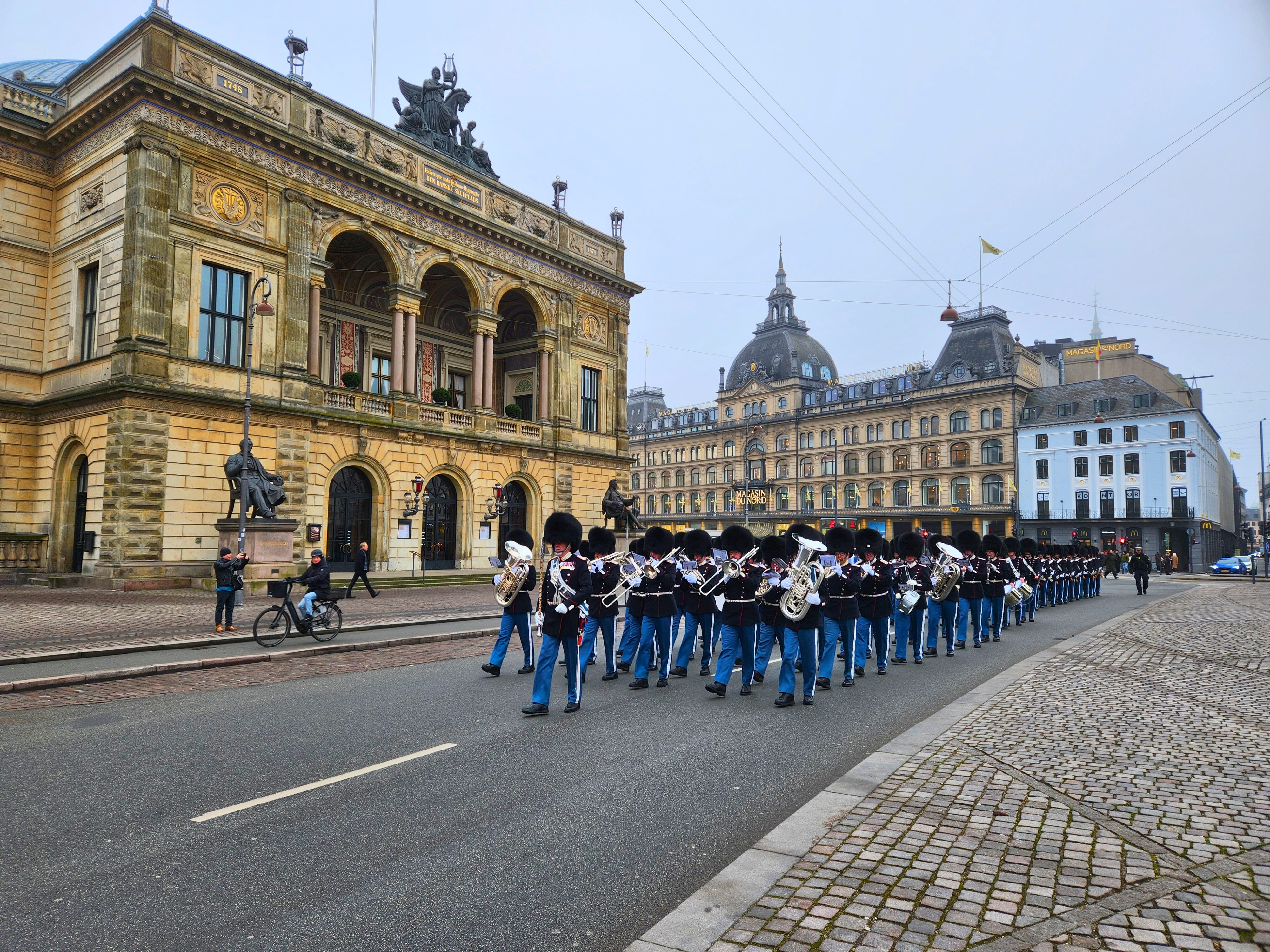 a view of the royal guards from a walking tour in Copenhagen