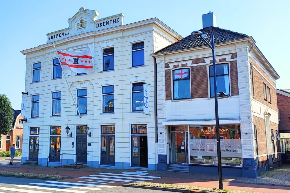 Close-up of 't Wapen van Drenthe along the route of the Assen scavenger hunt City Detective.