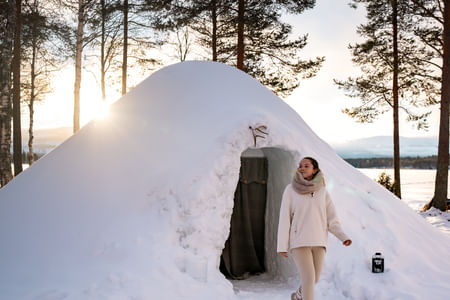Exotic night in a snow igloo