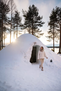 Exotic night in a snow igloo